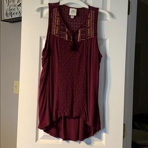 Maroon Knox Rose tribal print tank